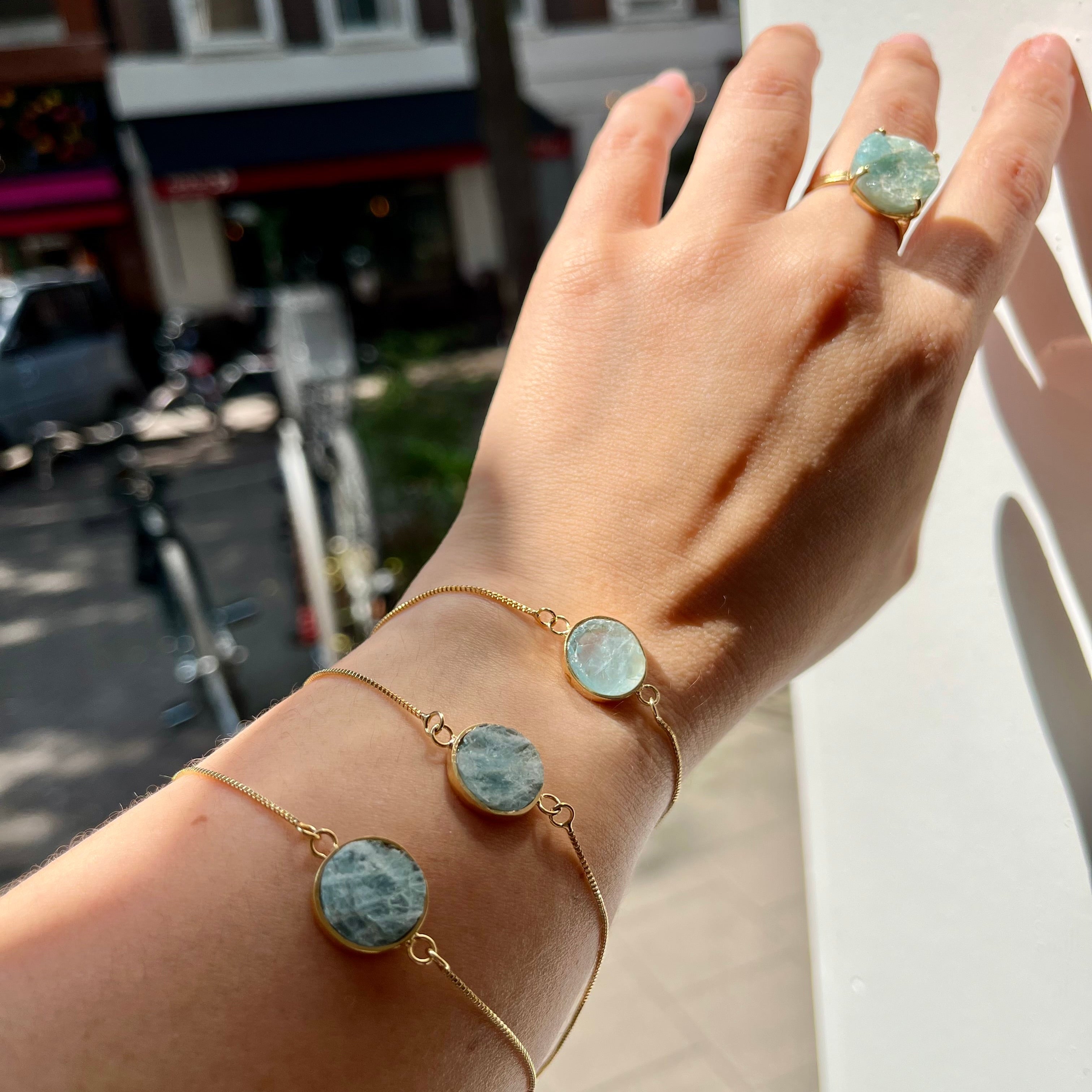 Bracelet Raw - Aquamarine Gold Plated