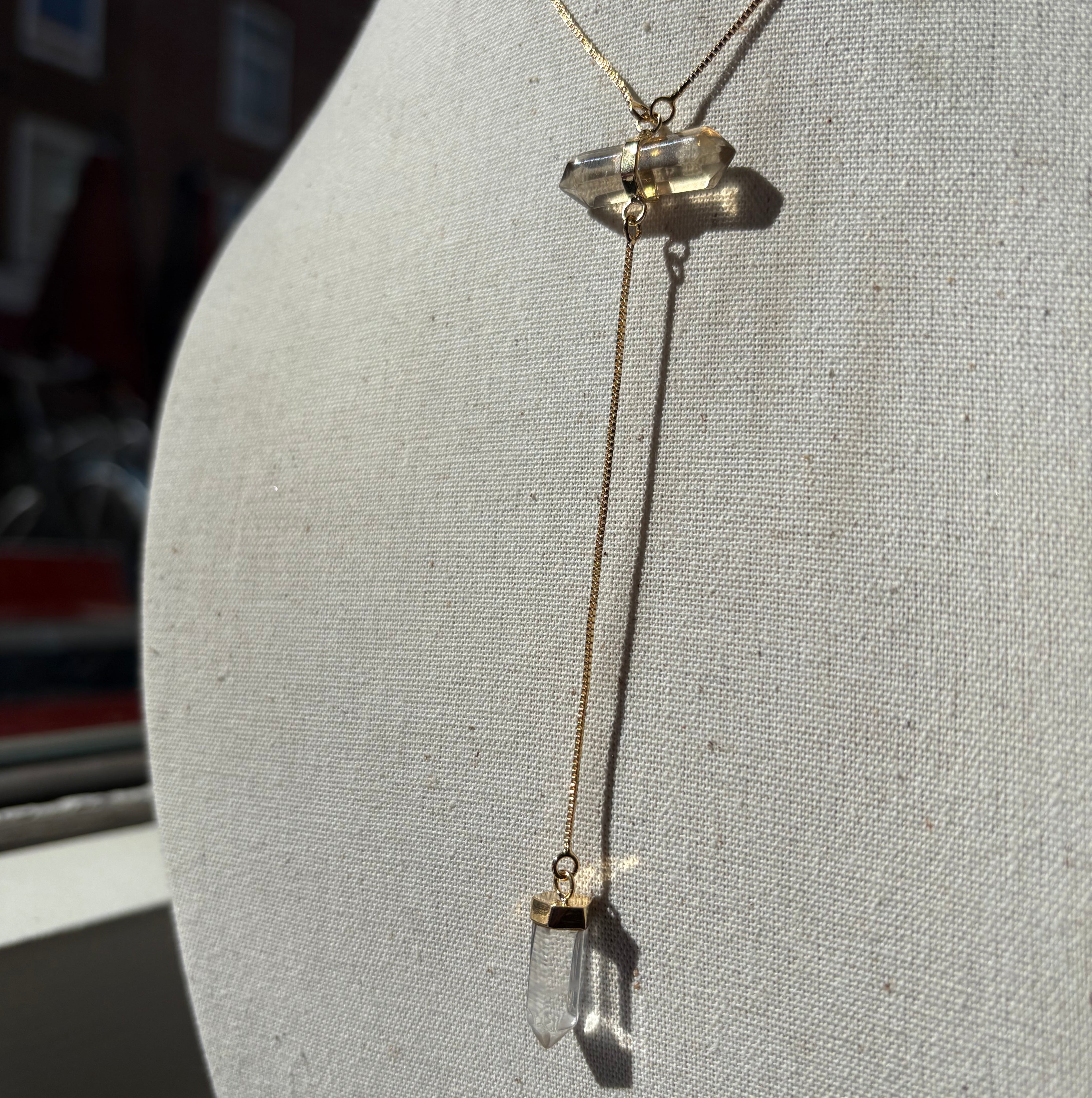 all flow clear quartz smoky quartz necklace