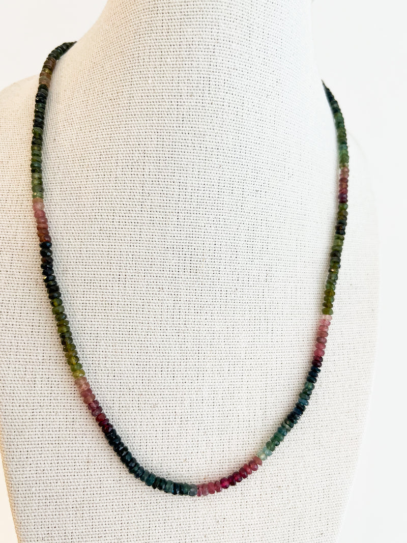 Watermelon Tourmaline Necklace - Sterling Silver