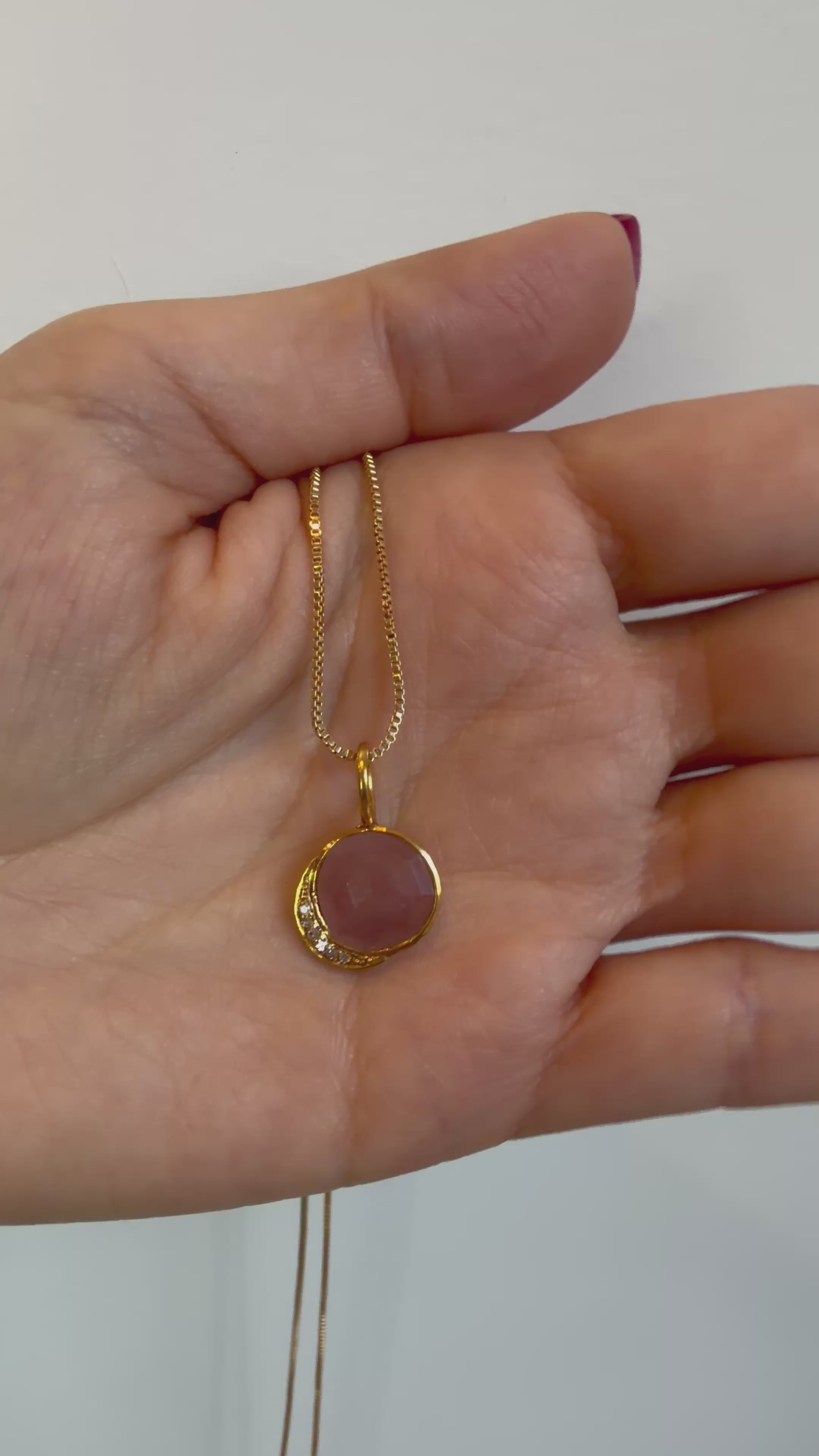 Pink Sapphire & Diamond - Cosmic Harmony Pendant - Gold Plated - Mystic Star