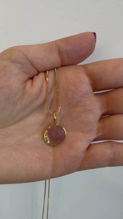 Pink Sapphire & Diamond - Cosmic Harmony Pendant - Gold Plated - Mystic Star