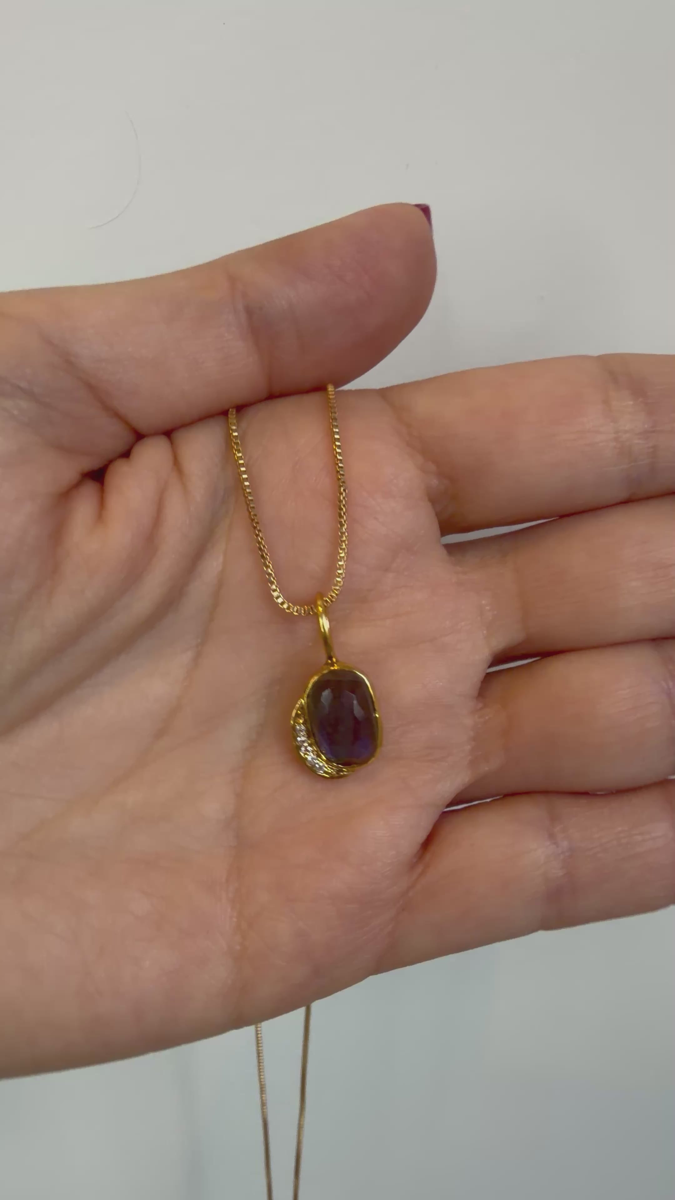 Labradorite & White Topaz - Pendant - Sterling Silver Gold Plated - Mystic Star