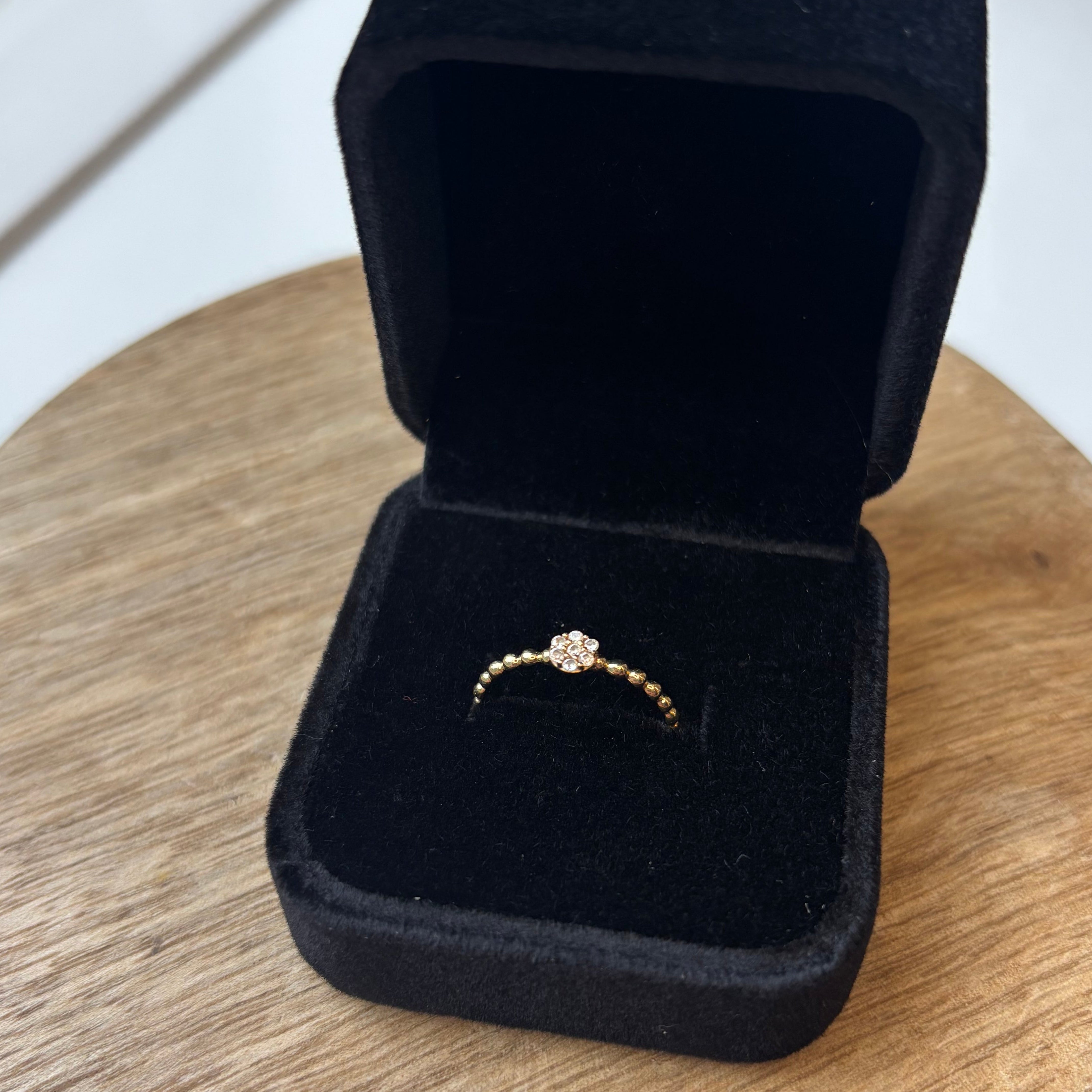 zirconia flower 18k gold ring