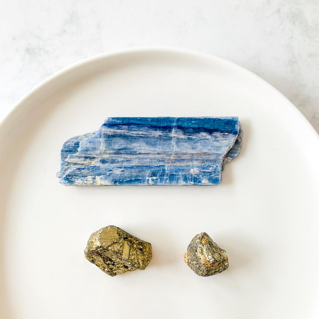 Rough Blue Kyanite and Pyrite (sold separatly)