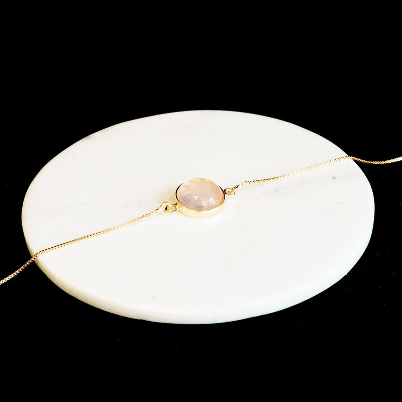 Amethyst & Rose Quartz - Mini Moon - Bracelet - Gold Plated