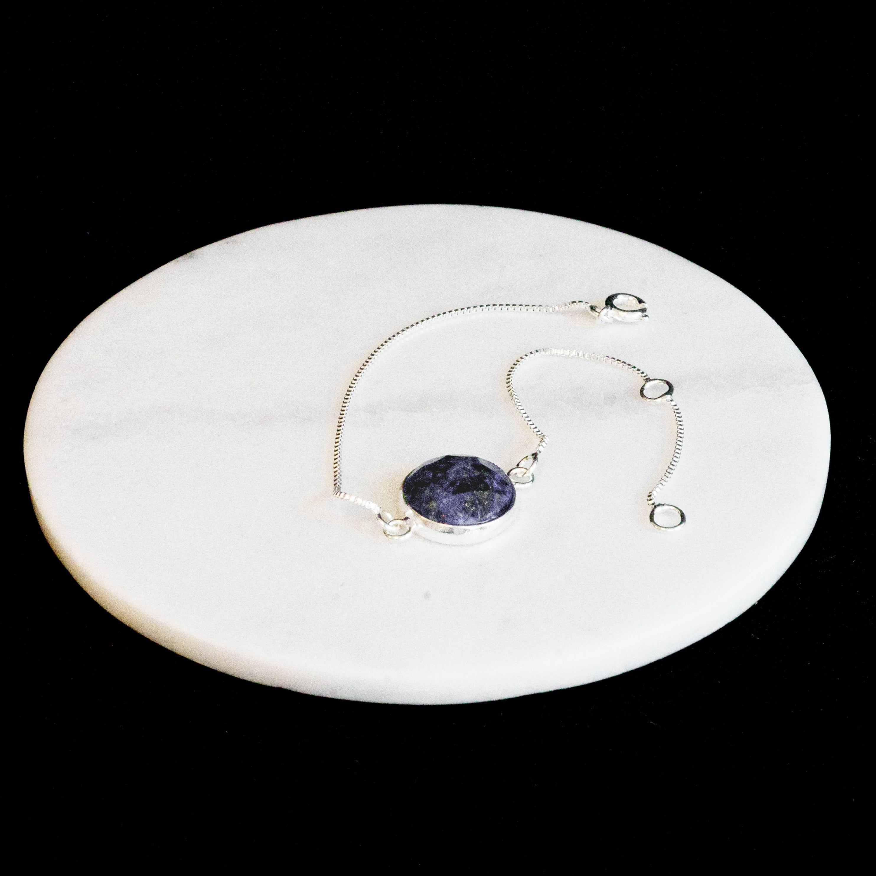 Lapis Lazuli & Black Obsidian - Mini Moon - Bracelet - Silver Plated