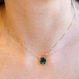 Flower Emerald Gold Necklace 14k Pink Tourmaline