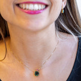 Necklace Flower of Emerald & Pink Tourmaline  - Full 18k Gold