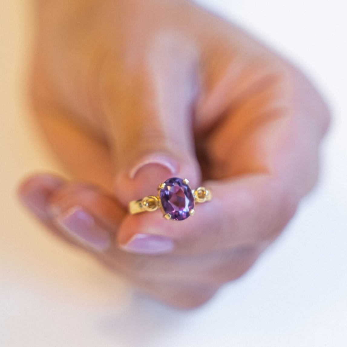 Amethyst Ring - 14k Solid Gold