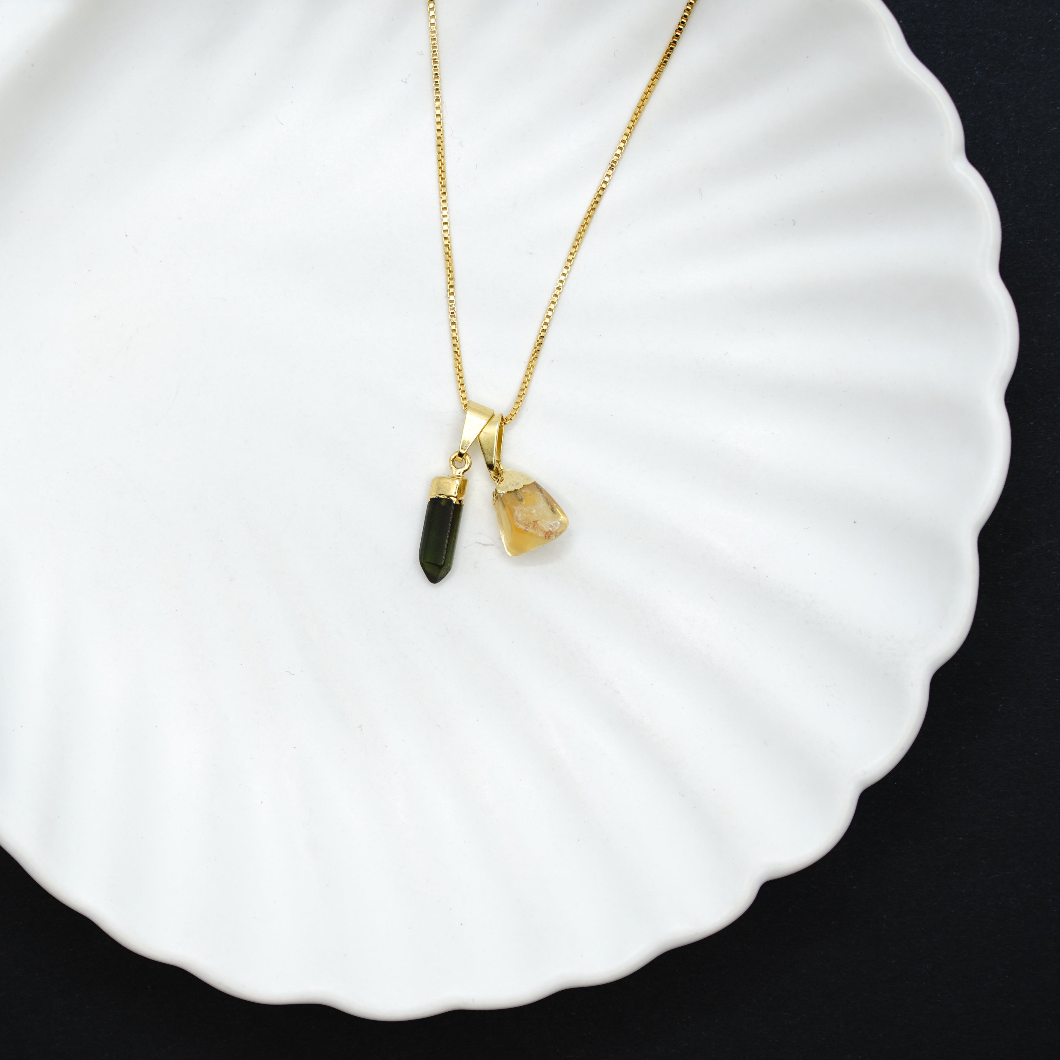 Citrine and Green Tourmaline - Necklace