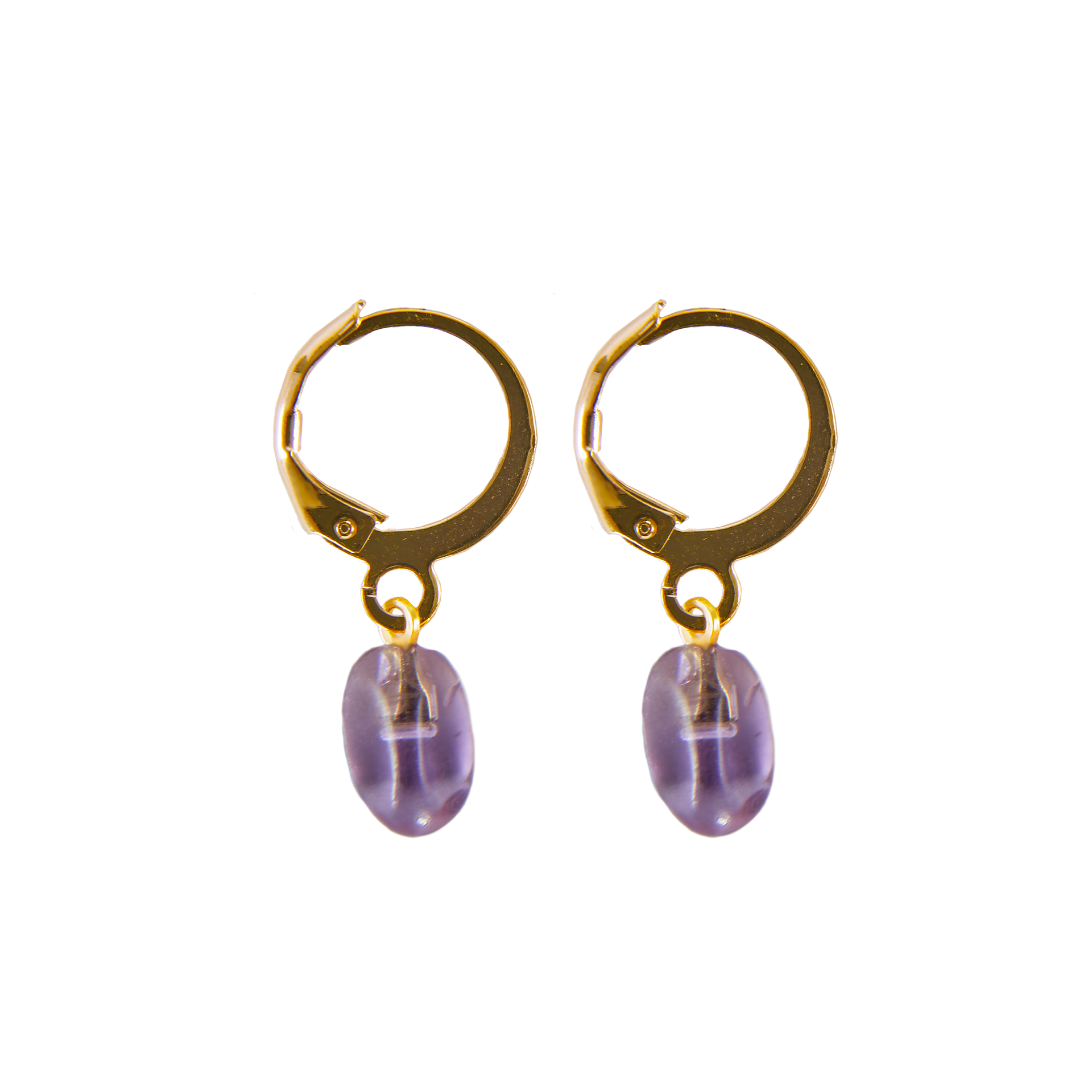 Amethyst - Raw Hoop Earrings - Gold Plated