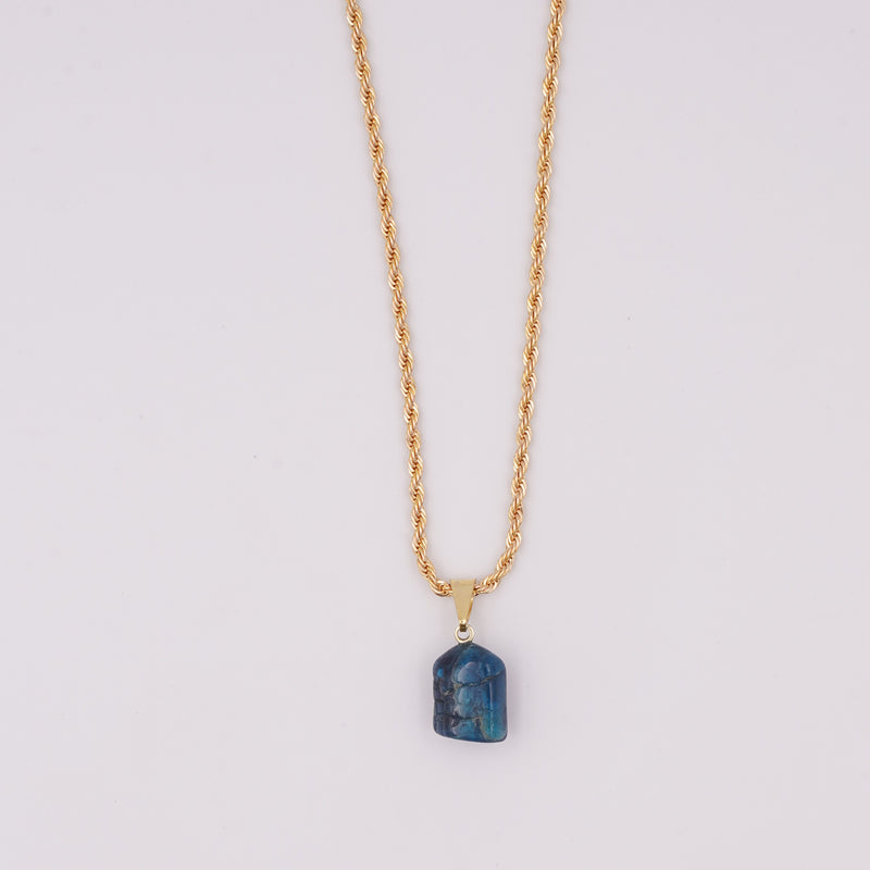 Necklace Blue Apatite 18k Gold Plated