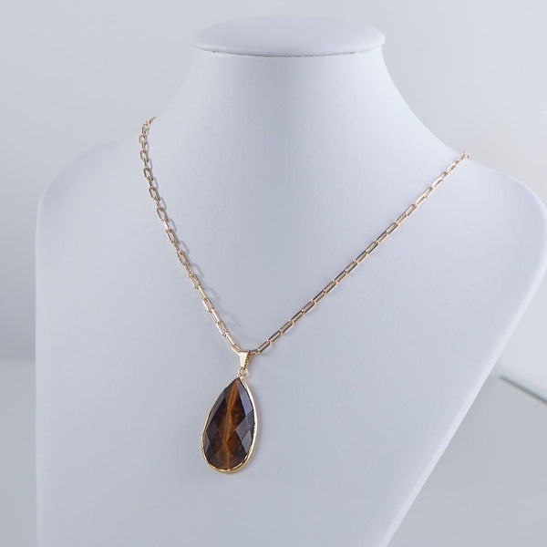 Tiger Eye Necklace - 18k Gold Plated