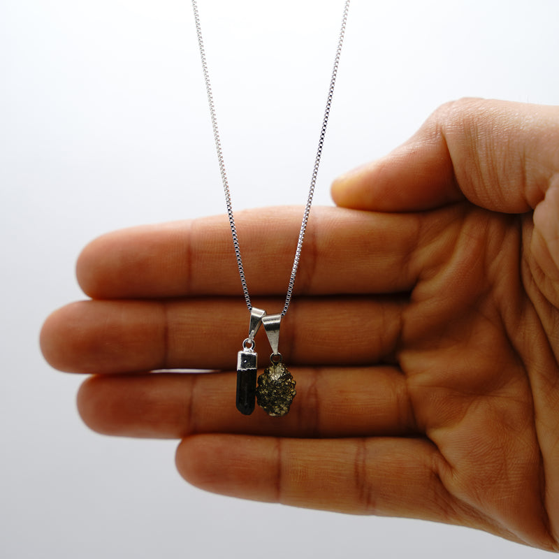 Pyrite and Green Tourmaline Necklace
