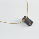 Black Tourmaline - Wrapped Raw Necklace - Gold Plated - L