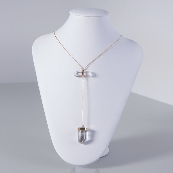 Necklace  All Flow Clear Quartz - 18k Gold Plated