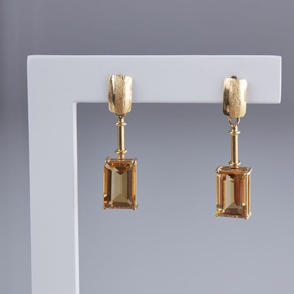 Citrine Square Earring Gold 18k