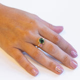 Flower Emerald Gold Ring 14k Pink Tourmaline 3