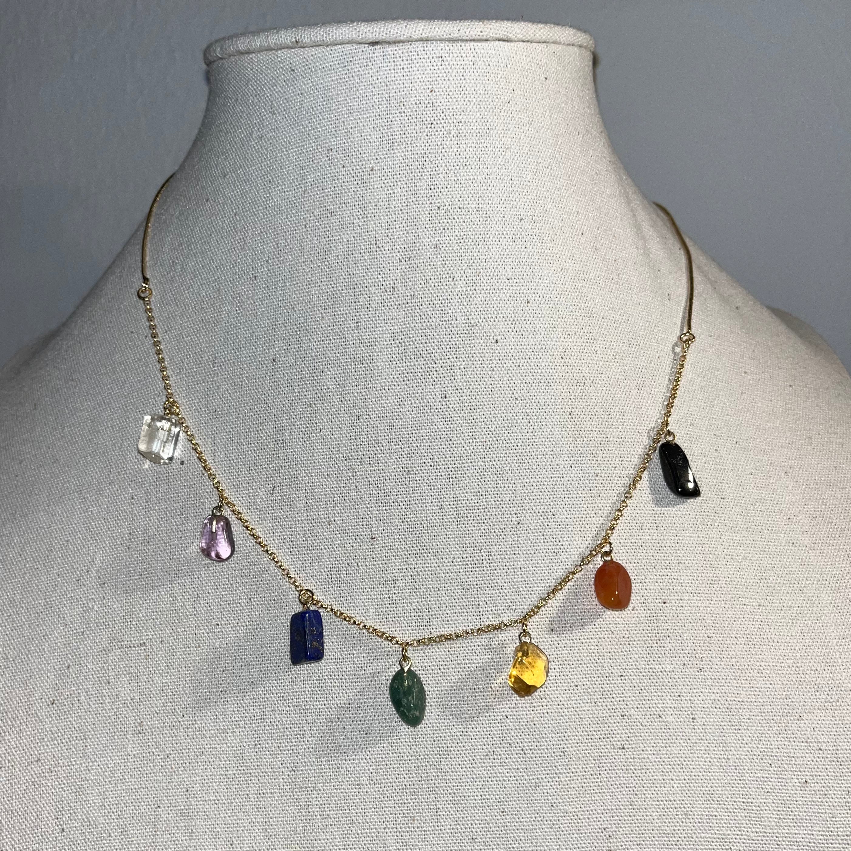 7 Chakras Choker Necklace 18k Gold Plated