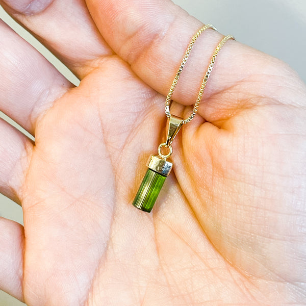 Green Tourmaline - Northern Lights - Necklace - Gold Plated