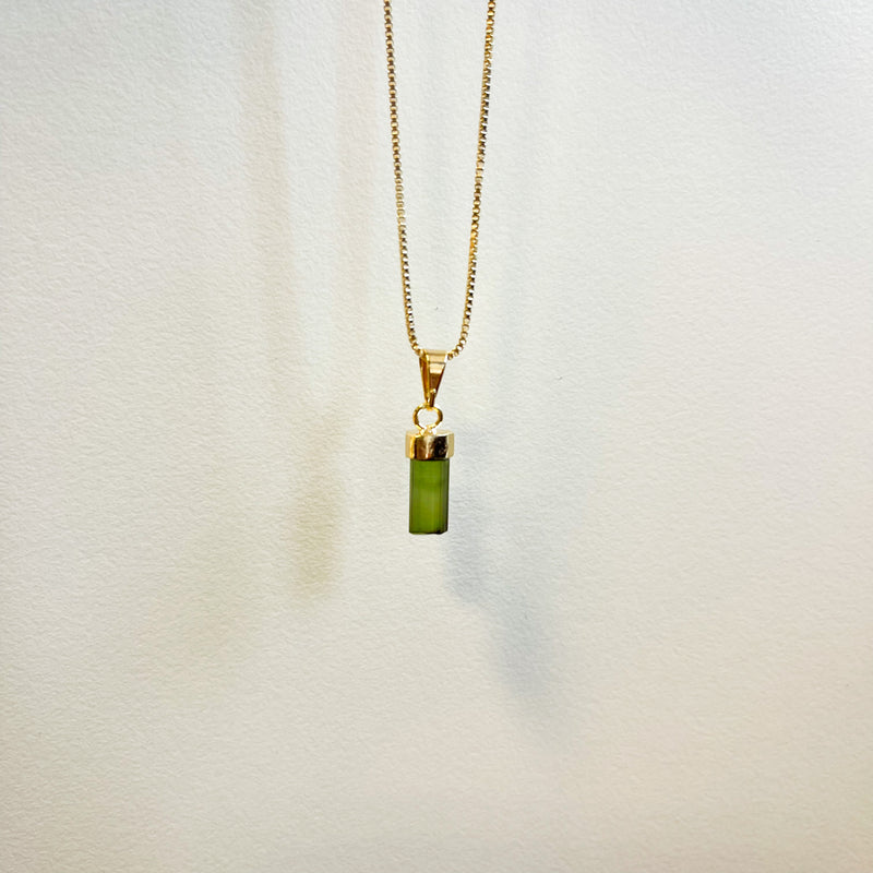 Necklace Green Tourmaline - 18k Gold Plated