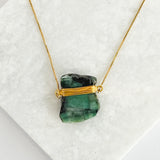 Raw Emerald - Gold Plated Necklace