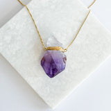 Raw Amethyst Necklace - Gold Plated